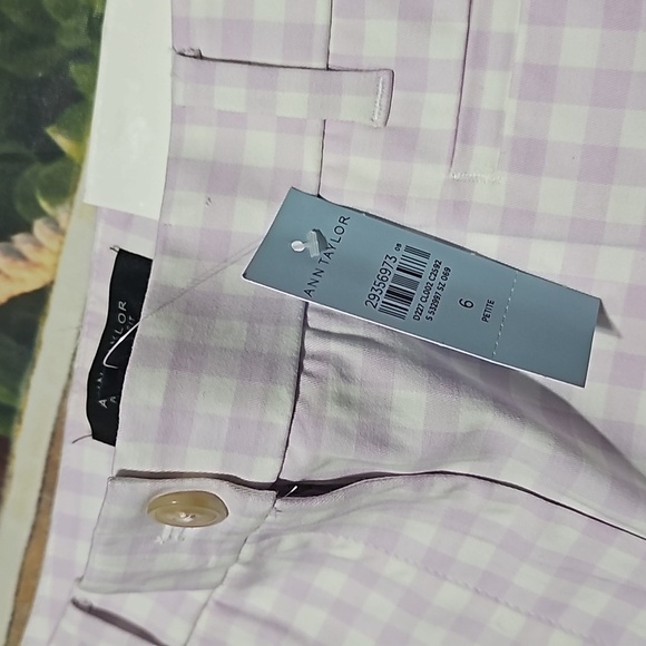 Ann Taylor High-Waisted Cropped Gingham Chino Pants Size‎ 6 Petite NWT 6P - Picture 3 of 6